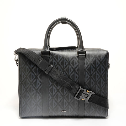 Christian Dior Lango CD Diamond 2-Way Business Bag Handbag black WS28038