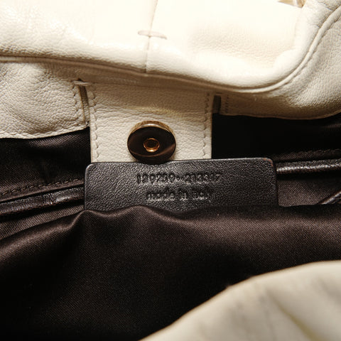 YVES SAINT LAURENT Leather YSL logo charm Saharienne Shoulder Bag white WS28039