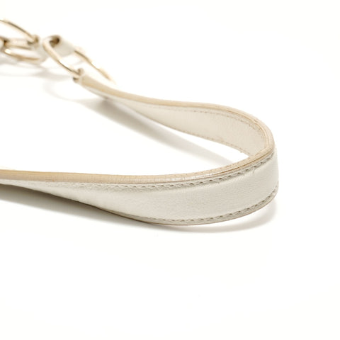 YVES SAINT LAURENT Leather YSL logo charm Saharienne Shoulder Bag white WS28039