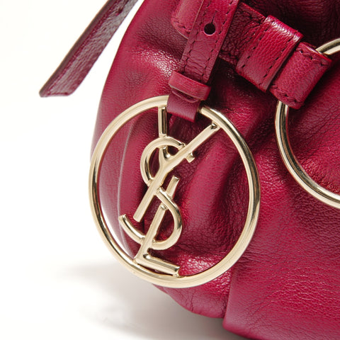 YVES SAINT LAURENT Leather YSL logo charm Saharienne Shoulder Bag Red WS28040