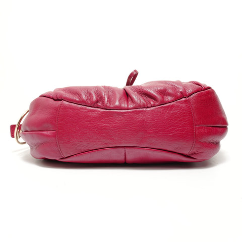 YVES SAINT LAURENT Leather YSL logo charm Saharienne Shoulder Bag Red WS28040