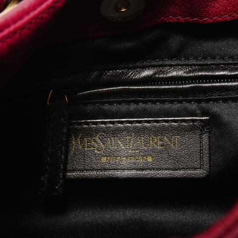YVES SAINT LAURENT Leather YSL logo charm Saharienne Shoulder Bag Red WS28040