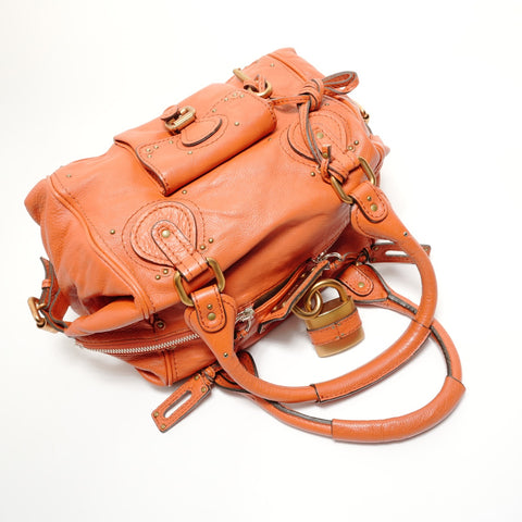 Chloe Leather Paddington Shoulder Bag Orange WS28041