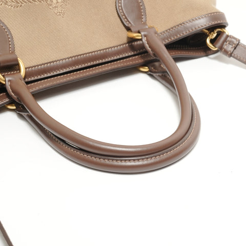 PRADA Jacquard logo Handbag beige WS28047