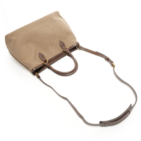 PRADA Jacquard logo Handbag beige WS28047