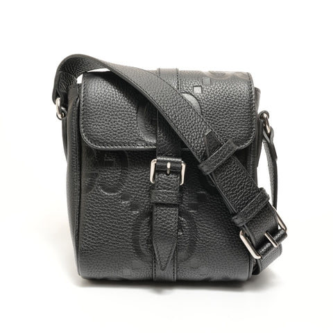GUCCI Jumbo GG Small Messenger Bag Leather Shoulder Bag black WS28050