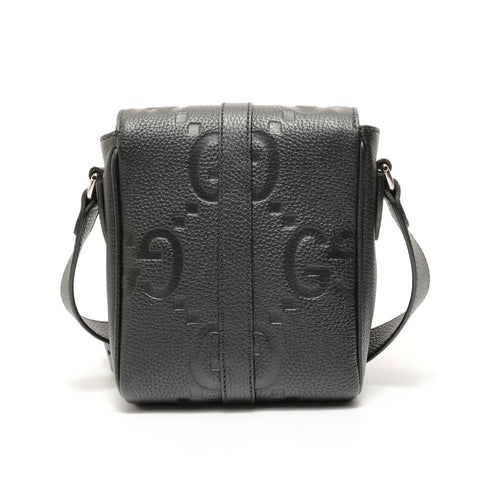 GUCCI Jumbo GG Small Messenger Bag Leather Shoulder Bag black WS28050