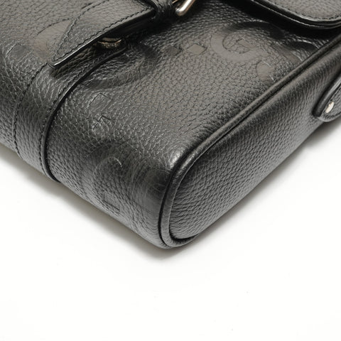 GUCCI Jumbo GG Small Messenger Bag Leather Shoulder Bag black WS28050