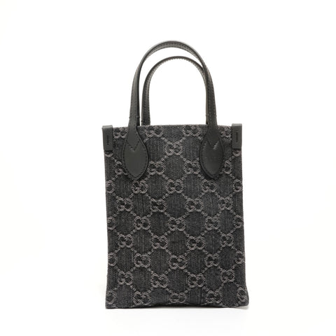GUCCI GG Denim Mini Tote Handbag black WS28051