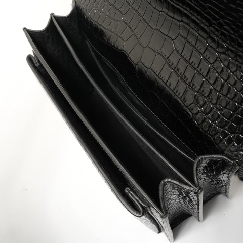 YVES SAINT LAURENT Sac à bandoulière en relief crocodile Sancassette noir WS28062
