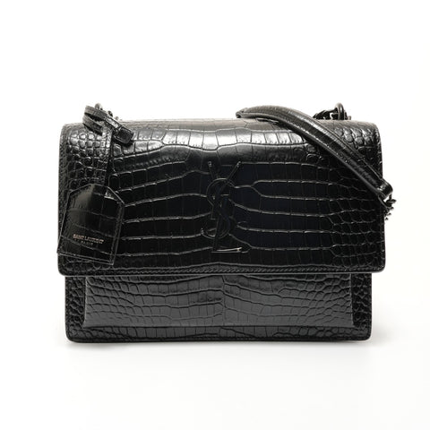 YVES SAINT LAURENT Sac à bandoulière en relief crocodile Sancassette noir WS28062