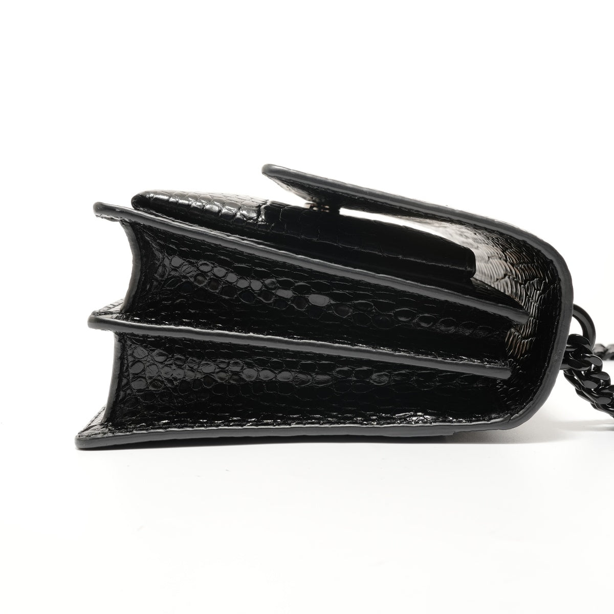 YVES SAINT LAURENT Sancassette Crocodile Embossed Shoulder Bag black W ...