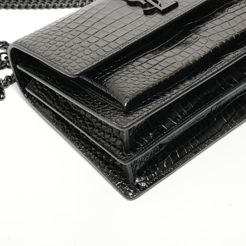 YVES SAINT LAURENT Sac à bandoulière en relief crocodile Sancassette noir WS28062
