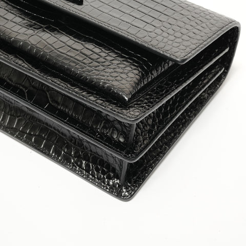 YVES SAINT LAURENT Sac à bandoulière en relief crocodile Sancassette noir WS28062