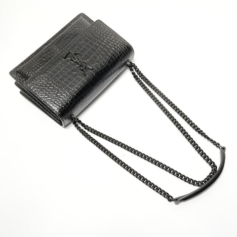 YVES SAINT LAURENT Sac à bandoulière en relief crocodile Sancassette noir WS28062