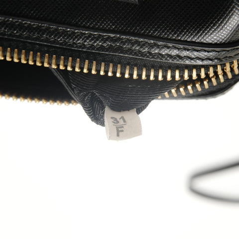 PRADA Saffiano Mini 2WAY Gold Metal Handbag black WS28067