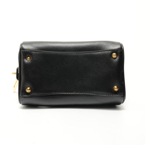 PRADA Saffiano Mini 2WAY Gold Metal Handbag black WS28067