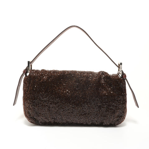 FENDI Mamma Bucket Beads Shoulder Bag Brown WS28068