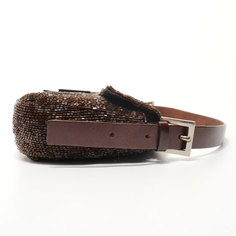 FENDI Mamma Bucket Beads Shoulder Bag Brown WS28068
