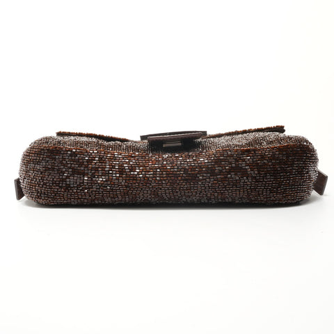 FENDI Mamma Bucket Beads Shoulder Bag Brown WS28068