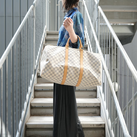 LOUIS VUITTON 2008 Sac Damier Keepall 50 Boston blanc WS28075