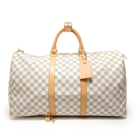 LOUIS VUITTON 2008 Damier Keepall 50 Boston bag white WS28075