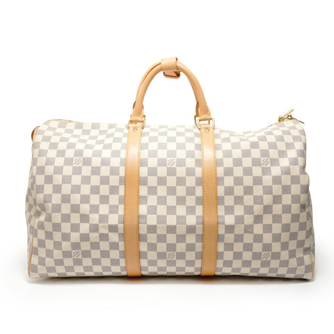 LOUIS VUITTON 2008 Damier Keepall 50 Boston bag white WS28075