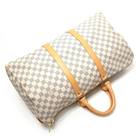 LOUIS VUITTON 2008 Damier Keepall 50 Boston bag white WS28075