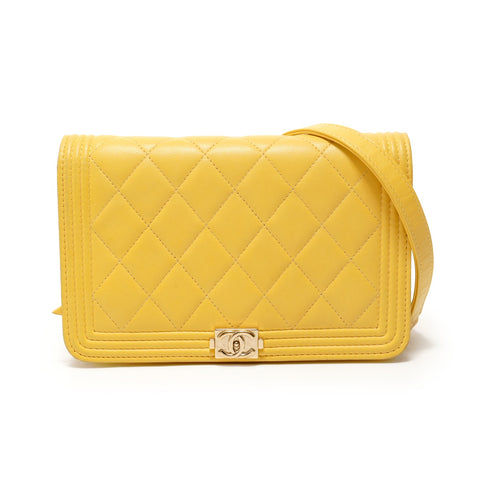 CHANEL Item No. 27: Boy Chanel Lambskin Chain Shoulder Bag yellow WS28076