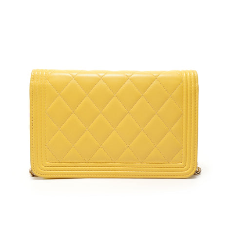 CHANEL Item No. 27: Boy Chanel Lambskin Chain Shoulder Bag yellow WS28076