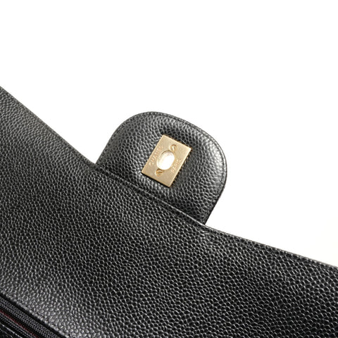 CHANEL Item No. 19, Matelass Double Flap, Size 30, Caviar Skin Shoulder Bag black WS28079