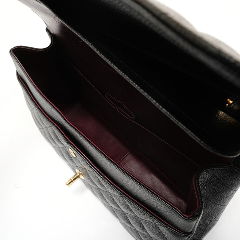CHANEL Item No. 19, Matelass Double Flap, Size 30, Caviar Skin Shoulder Bag black WS28079