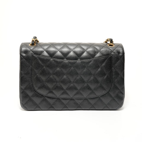 CHANEL Item No. 19, Matelass Double Flap, Size 30, Caviar Skin Shoulder Bag black WS28079