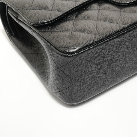 CHANEL Item No. 19, Matelass Double Flap, Size 30, Caviar Skin Shoulder Bag black WS28079