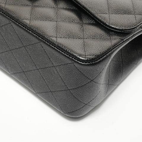 CHANEL Item No. 19, Matelass Double Flap, Size 30, Caviar Skin Shoulder Bag black WS28079
