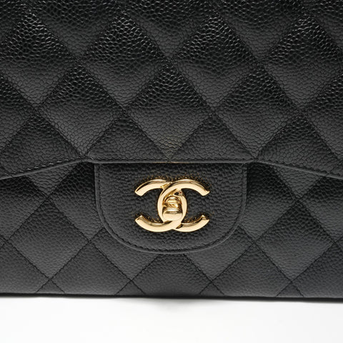 CHANEL Item No. 19, Matelass Double Flap, Size 30, Caviar Skin Shoulder Bag black WS28079