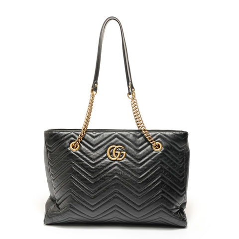 GUCCI GG Marmont Leather Chain Shoulder Bag black WS28081