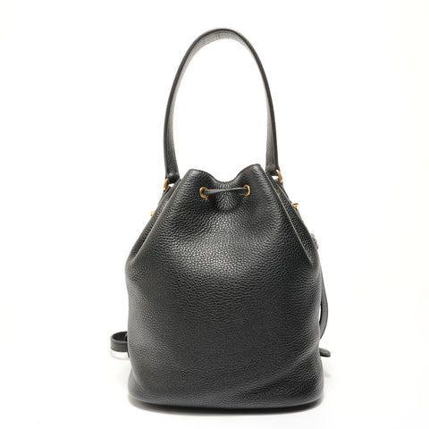 PRADA 2-Way Leather Drawstring Bag 1BE030 Backpack  Daypack black WS28083