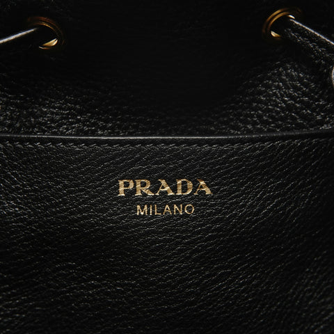 PRADA 2-Way Leather Drawstring Bag 1BE030 Backpack  Daypack black WS28083