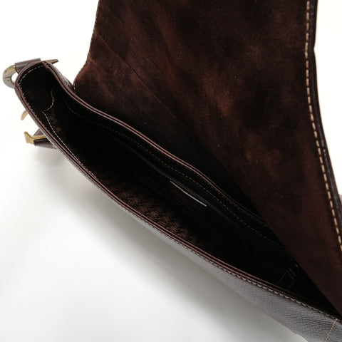 Christian Dior Leather Saddlebag MA-0042 Brown Shoulder Bag Brown WS28085