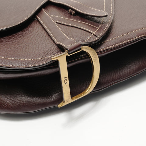 Christian Dior Leather Saddlebag MA-0042 Brown Shoulder Bag Brown WS28085