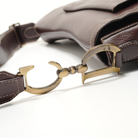 Christian Dior Leather Saddlebag MA-0042 Brown Shoulder Bag Brown WS28085