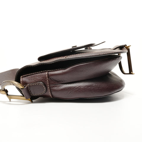 Christian Dior Leather Saddlebag MA-0042 Brown Shoulder Bag Brown WS28085