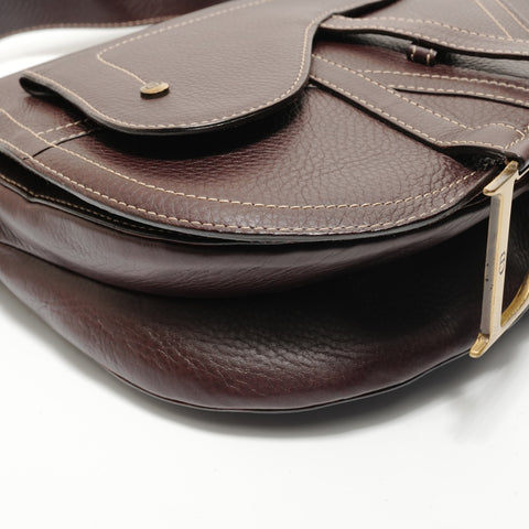 Christian Dior Leather Saddlebag MA-0042 Brown Shoulder Bag Brown WS28085