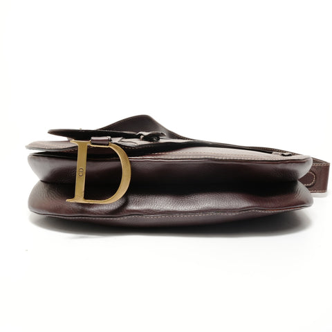 Christian Dior Leather Saddlebag MA-0042 Brown Shoulder Bag Brown WS28085