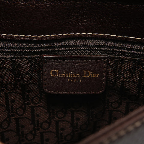 Christian Dior Leather Saddlebag MA-0042 Brown Shoulder Bag Brown WS28085