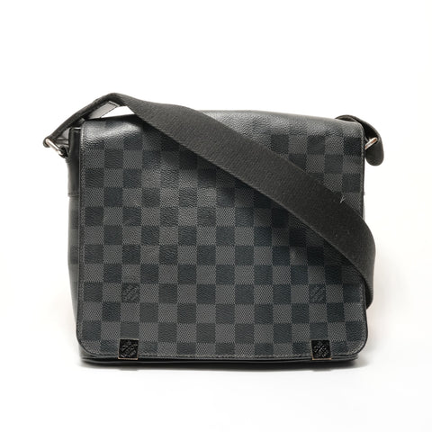 LOUIS VUITTON 2018 Damier Graphite District PM Shoulder Bag black WS28092