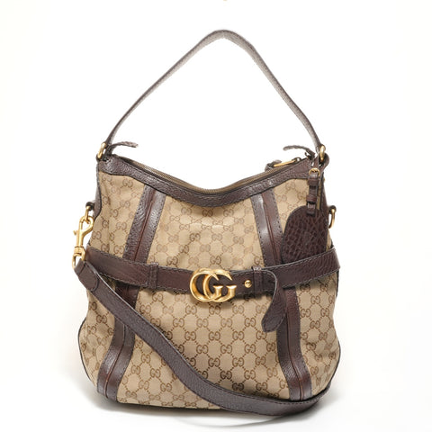 GUCCI 2WAY GG Canvas Shoulder Bag Brown WS28111