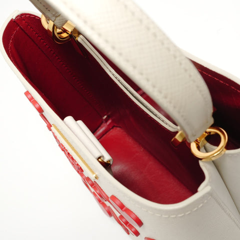 PRADA Panier 2WAY Saffiano Leather Handbag white WS28121