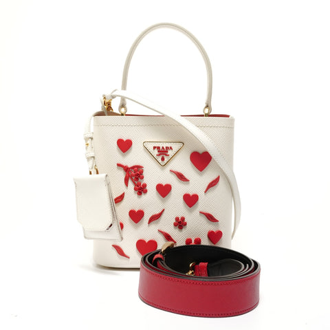 PRADA Panier 2WAY Saffiano Leather Handbag white WS28121